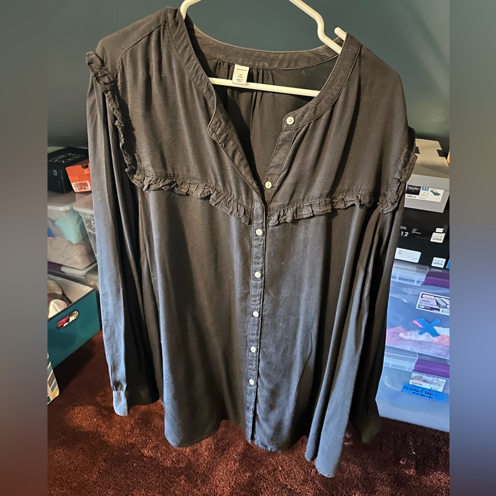 Old Navy Washed Black Western Style Shirt